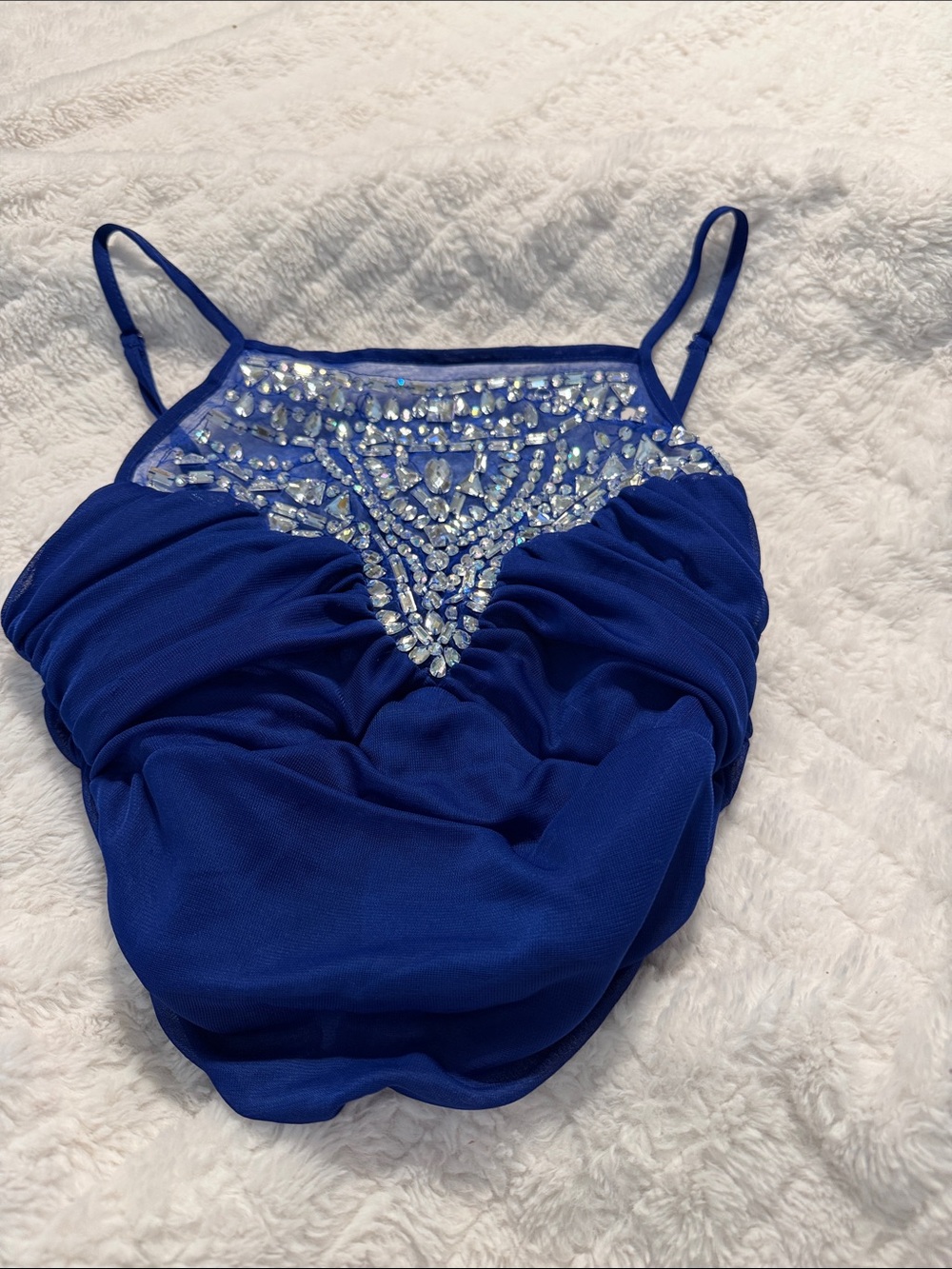 B. Darlin Cobalt Blue Embellished Spaghetti Strap Top